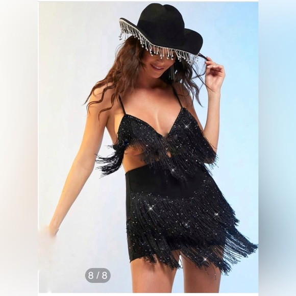 fringe top and fringe skirt set - Picture 5 of 5